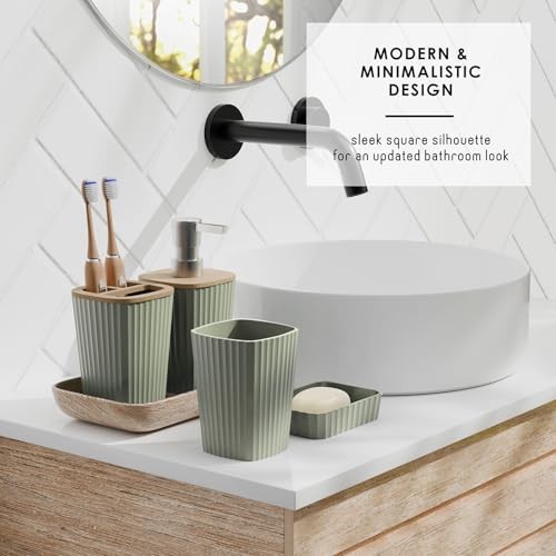 Bathroom Set - Bathroom Accessories Set, 6PC Bathroom Complete Set Sage Green