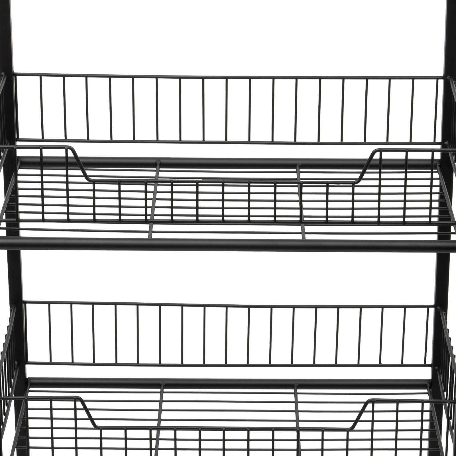 4 Tiers Retail Shop Display Rack Market Shelf Fruit Vegetable Snack Basket Black