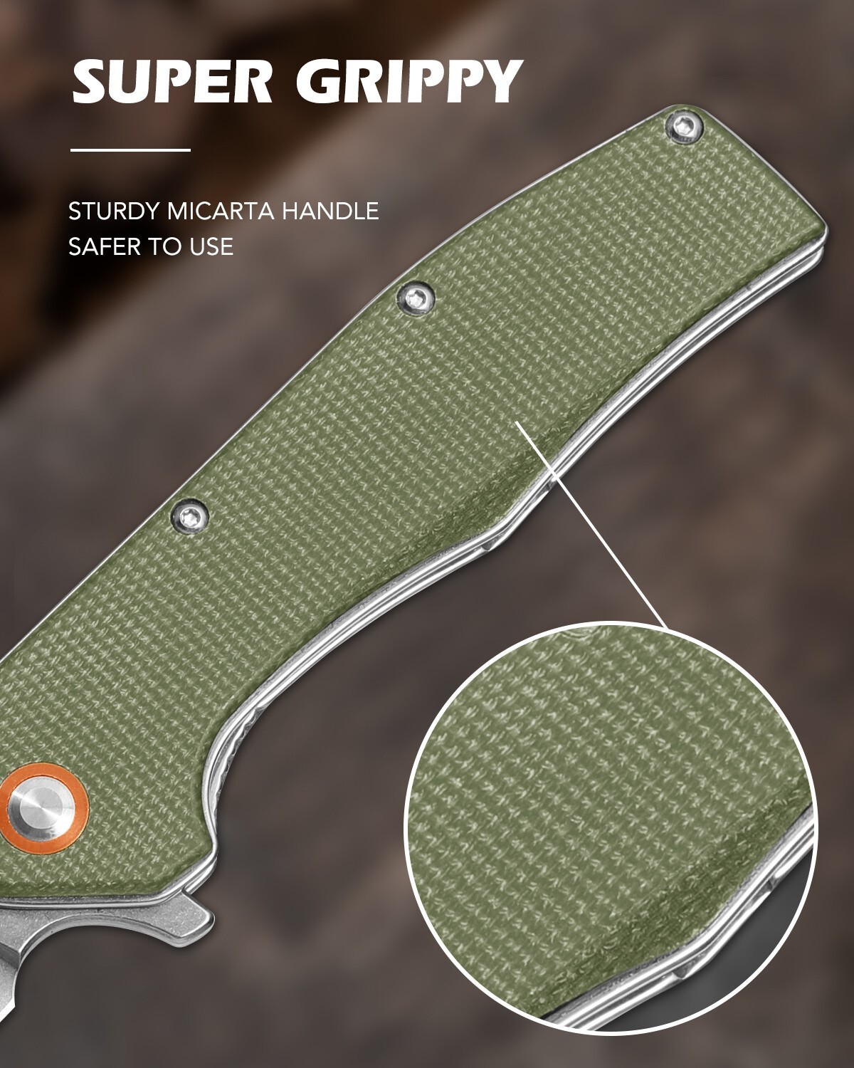 Pocket Knife with Clip,EDC Tactical Folding Knife ,Micarta Handle,Filpper Open