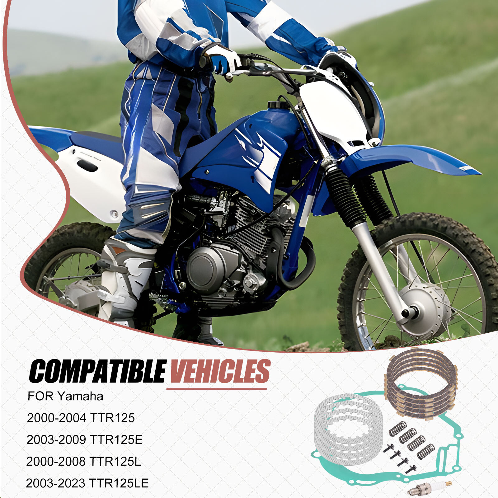 Heavy Duty Clutch Kit w/Gasket Spring for Yamaha TTR125 TTR125E TTR125L TTR125LE