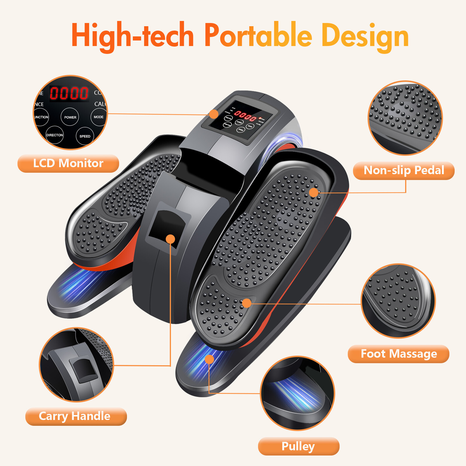 Ellipse Electric Elliptical Machine Under Desk Leg Exerciser Fully Assembled LCD