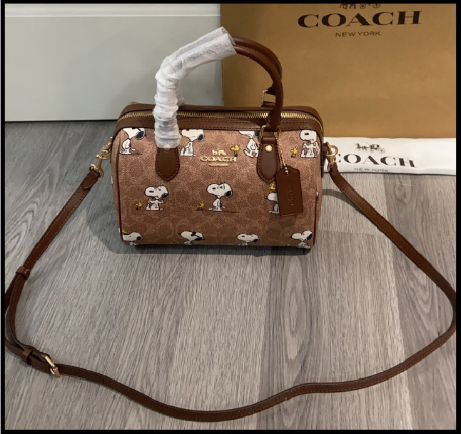 COACH CBM33 Rowan Satchel Bag Peanuts Snoopy Signature Coated Canvas Outlet New