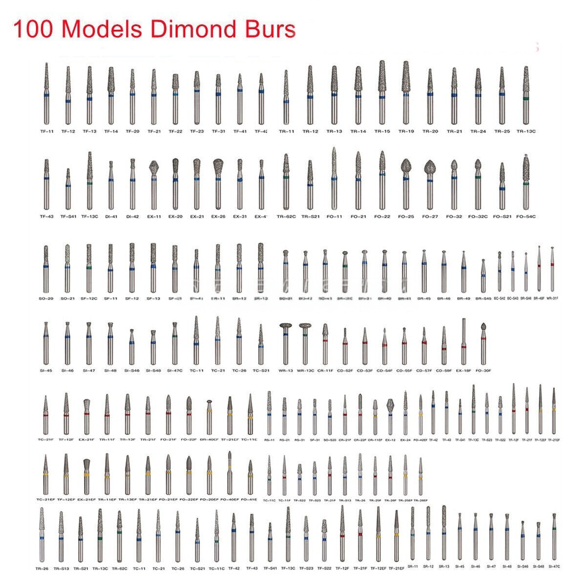 100 Models SKYSEA Dental Diamond FG Burs for High Speed Handpiece Friction Grip