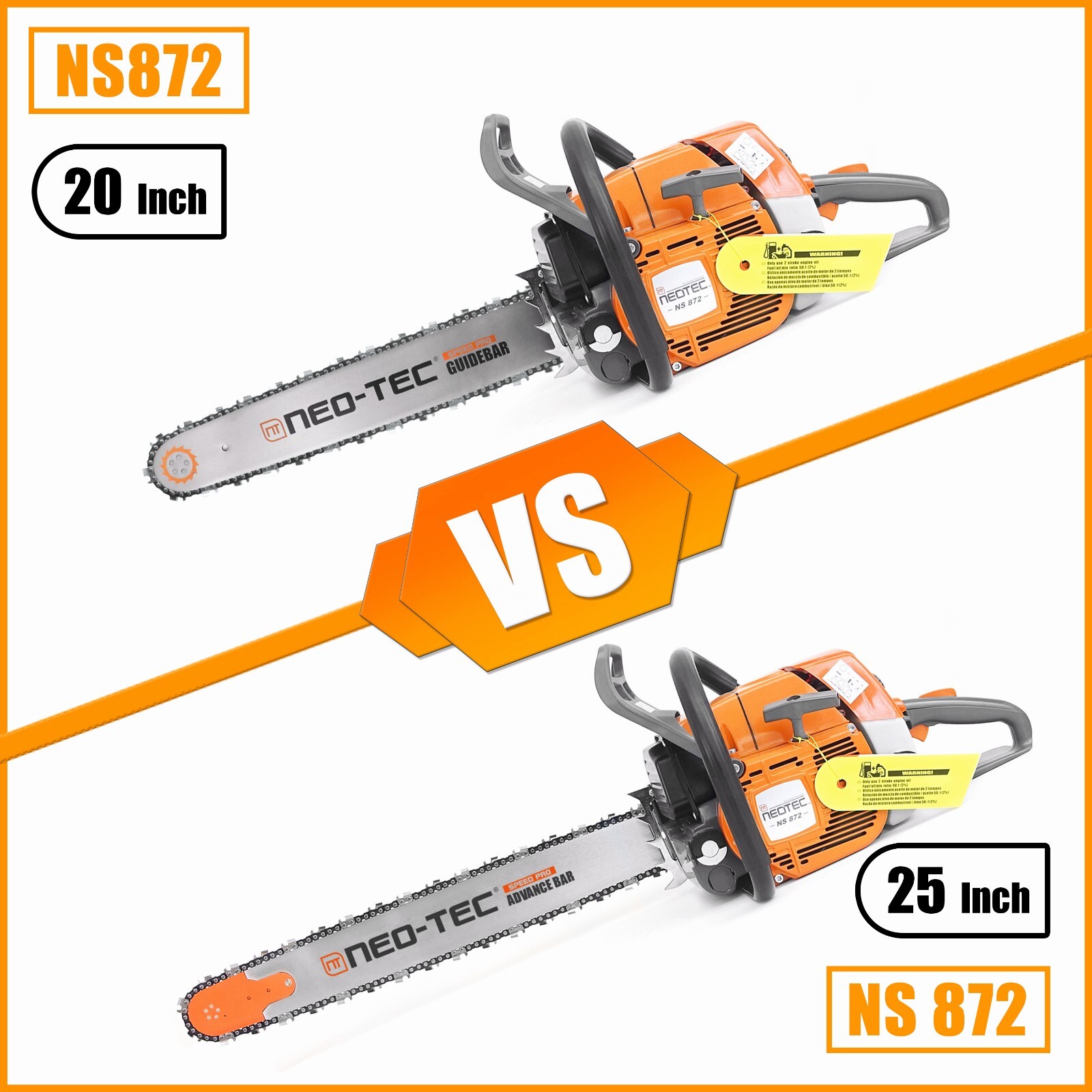 72cc Chainsaw Gas Power with 20'' 25'' 28'' Bar and Chain Compatible with MS 381
