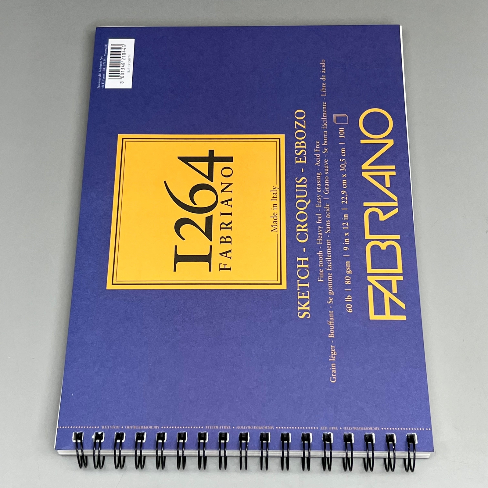 FABRIANO (5 PACK) I264 Sketch Paper Pads 9" x 12" ITALY 100 Sheets (500 TOTAL) W