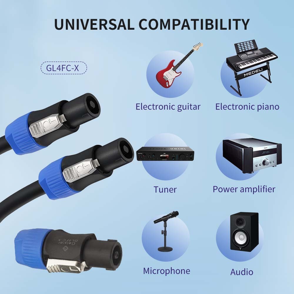 20Pcs Speakon Twist Lock 4Pole Plug Compatible Audio Loudspeaker Cable Neutrik