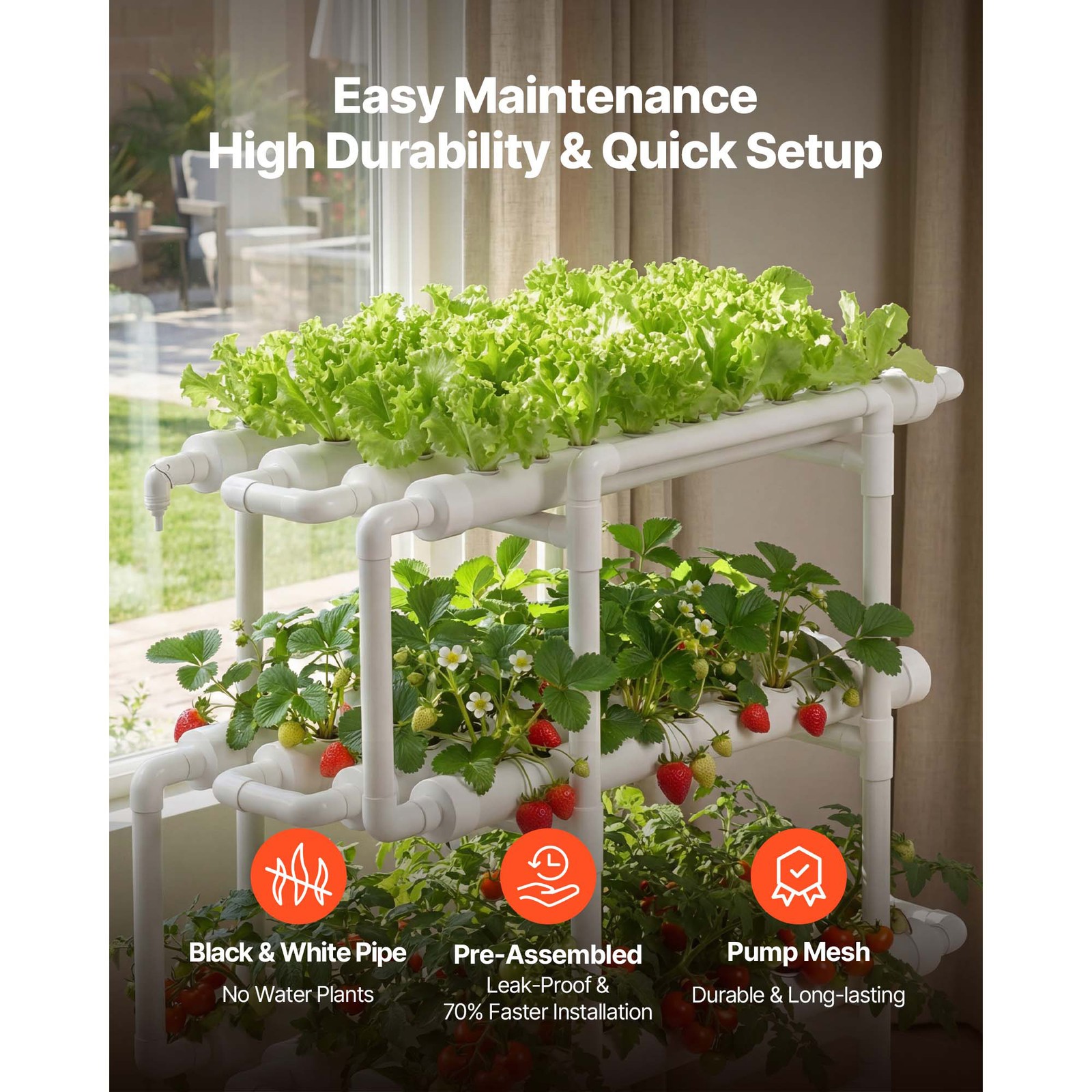 Uimoso Hydroponic Grow System 3 Layer 108 Planting Sites Hydroponic Growing Kit