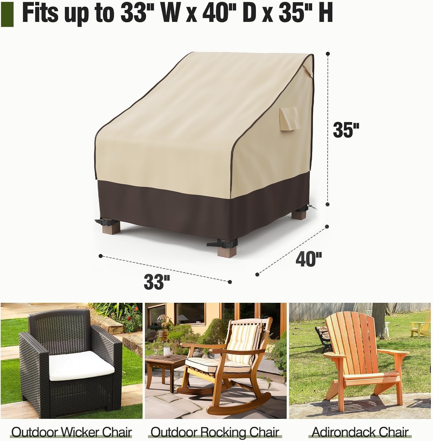 Patio Sofa Cover Heavy Duty Outdoor Furniture Chair Protector 33\"x40\"x35\" NEW