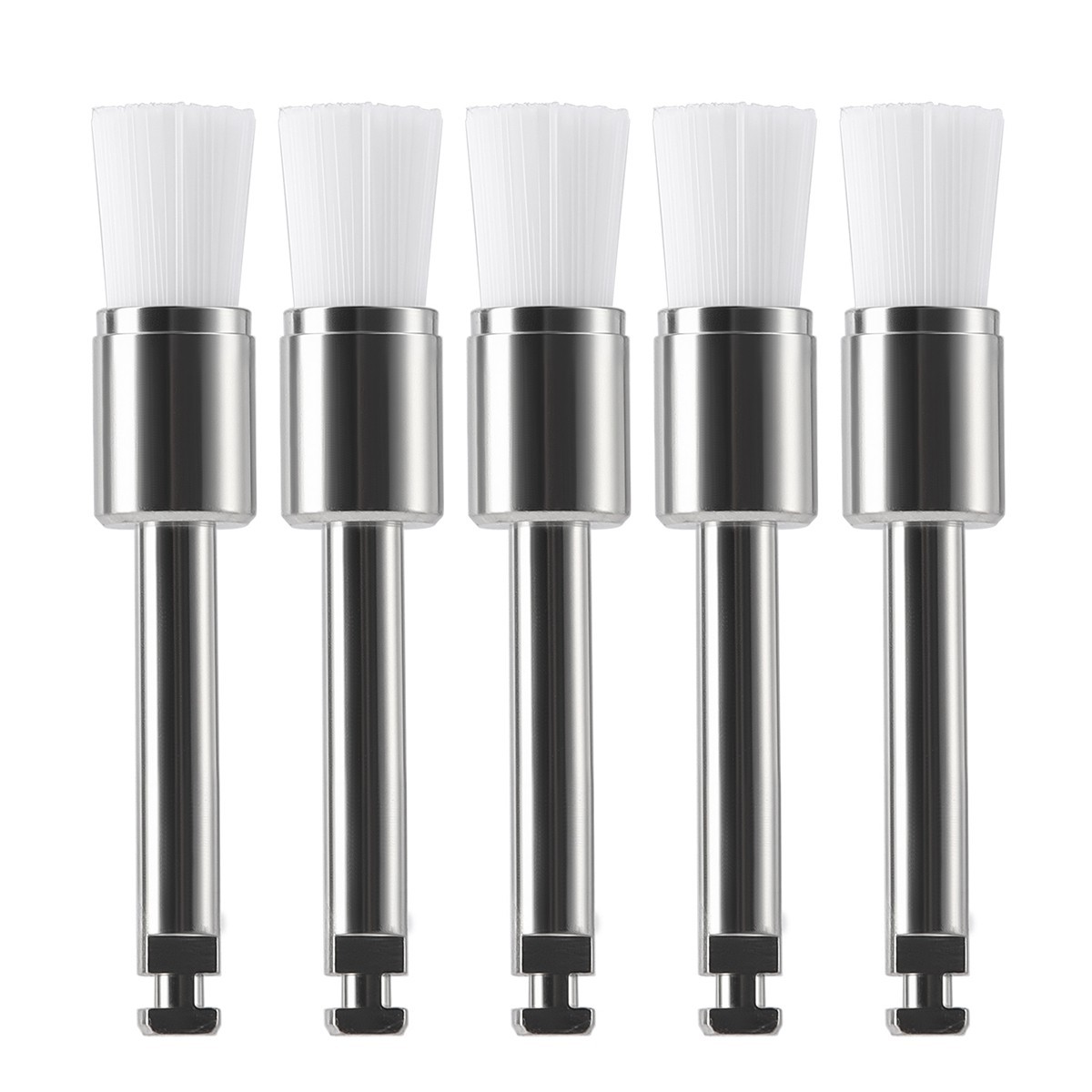 100pcs White Dental Lab Nylon Latch Flat Tapered Polishing Polisher Brushes