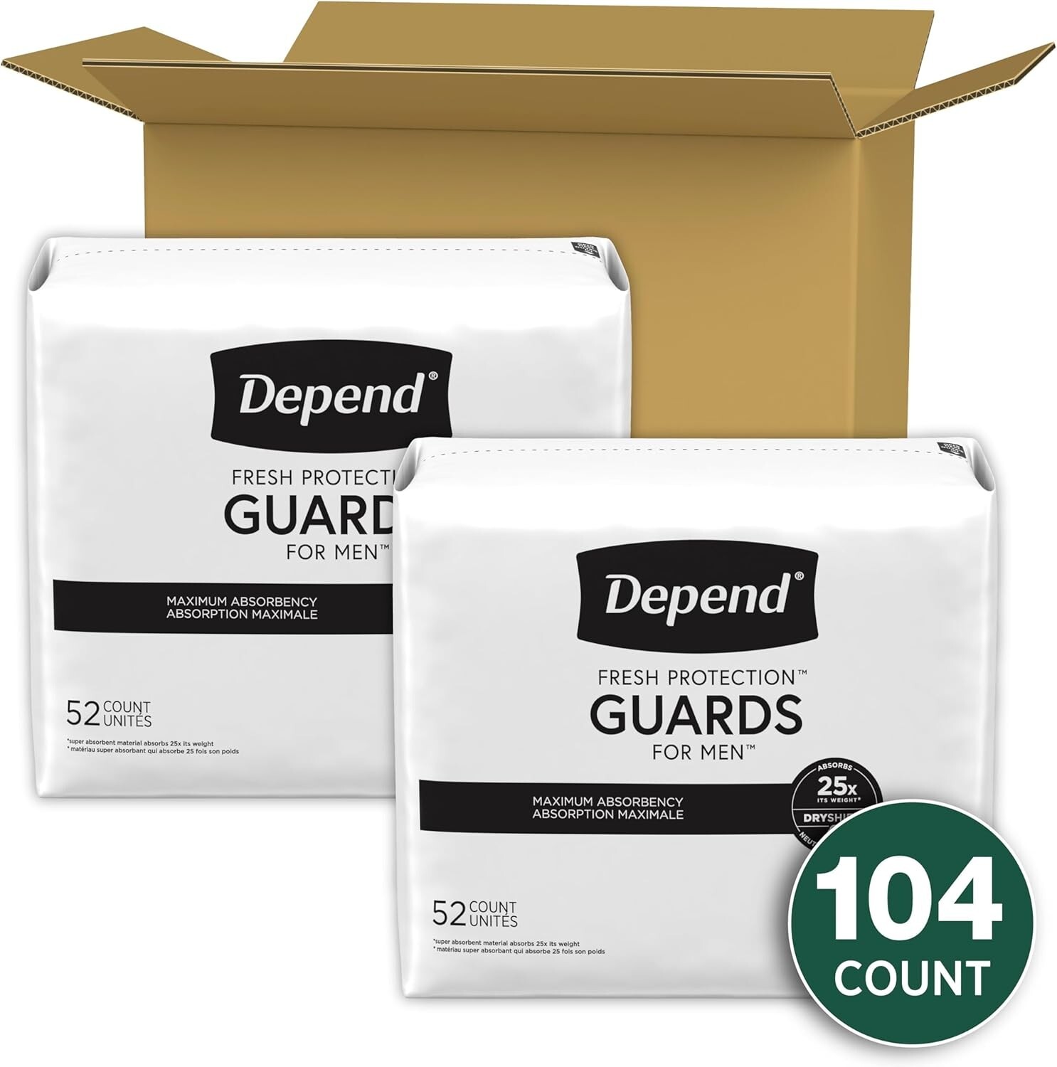 Depend Incontinence Guards/Incontinence Pads fr Men/Bladder Control Pads Maximum