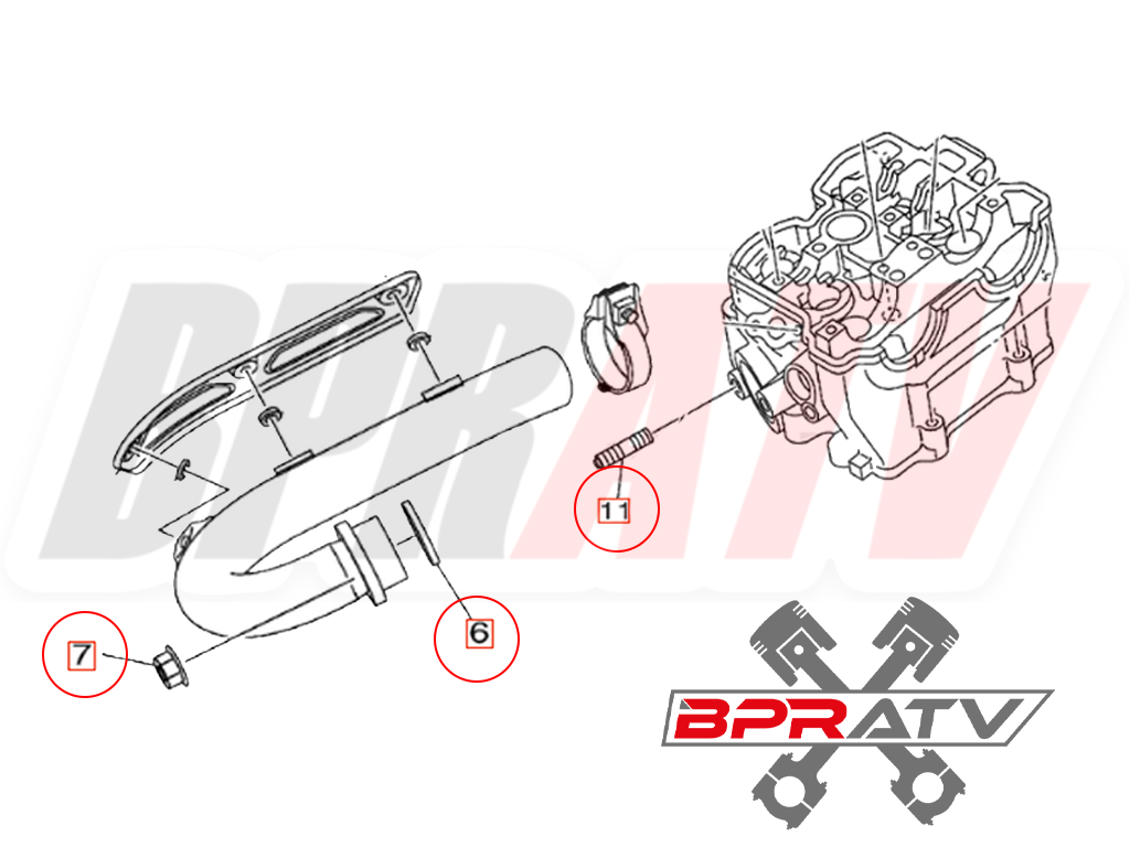 YFZ450 YFZ 450 TITANIUM Heavy Duty Head Pipe Exhaust Studs & Exhaust Gaskets Kit