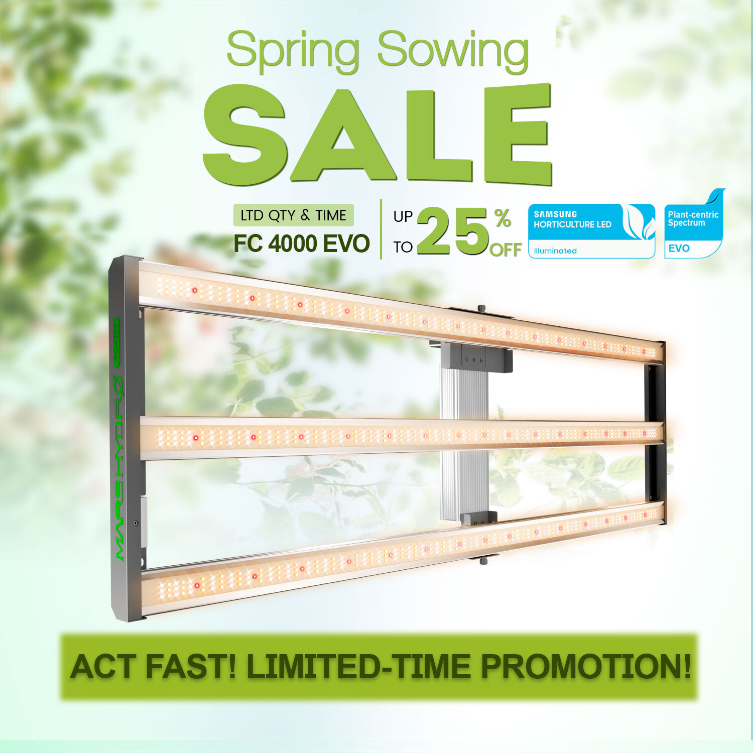 Upgraded MARS HYDRO FC 4000 LED Grow Light Samsung LM301H EVO for 4x2 Grow Tent