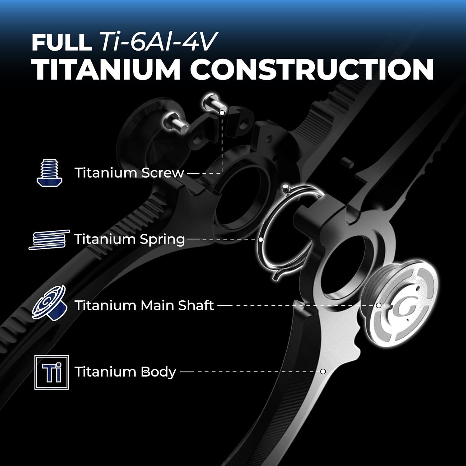 GOMEXUS Titanium Fishing Pliers 6.5'' Straight Nose Version Saltwater Resistant