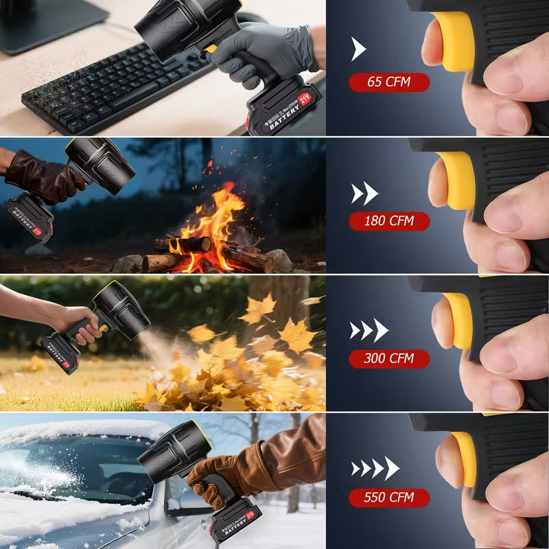 Cordless Handheld Leaf Air Blower Turbo Fan Rechargeable w/2 Batteries & Charger