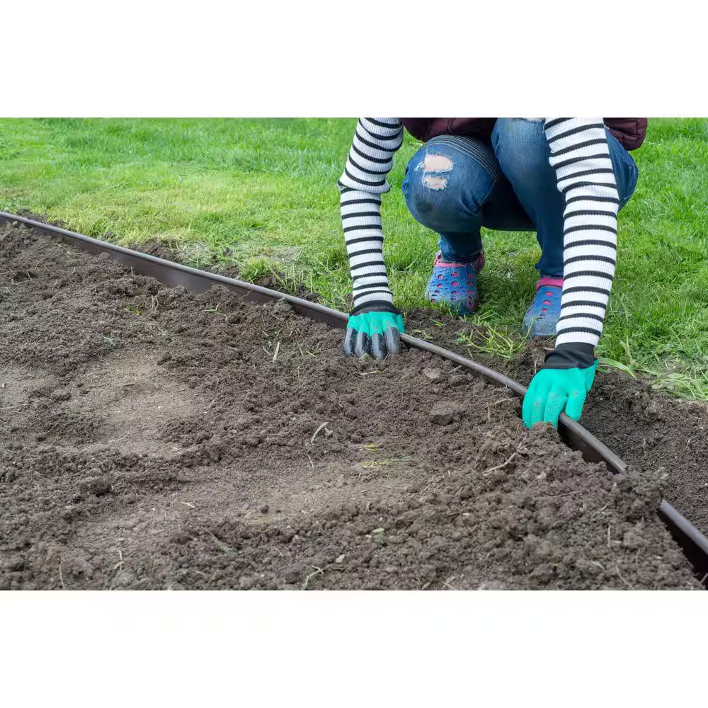 Landscape Edging Black 40ft x 5in Heavy Duty Plastic Garden Border Stakes Set