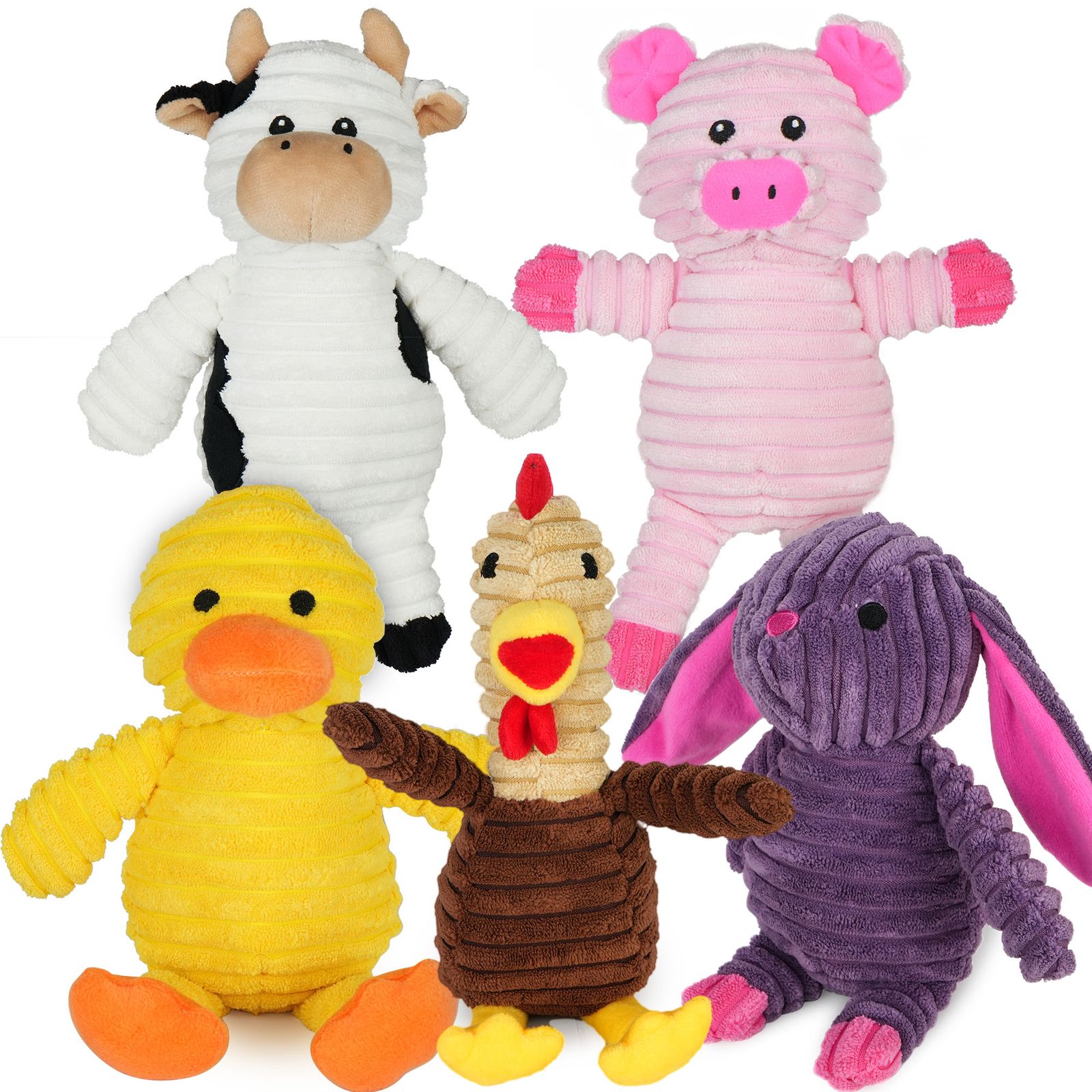 5 Pack Plush Toys Assortment Puppy Pet Squeak Toy for Small Medium Large Dogs