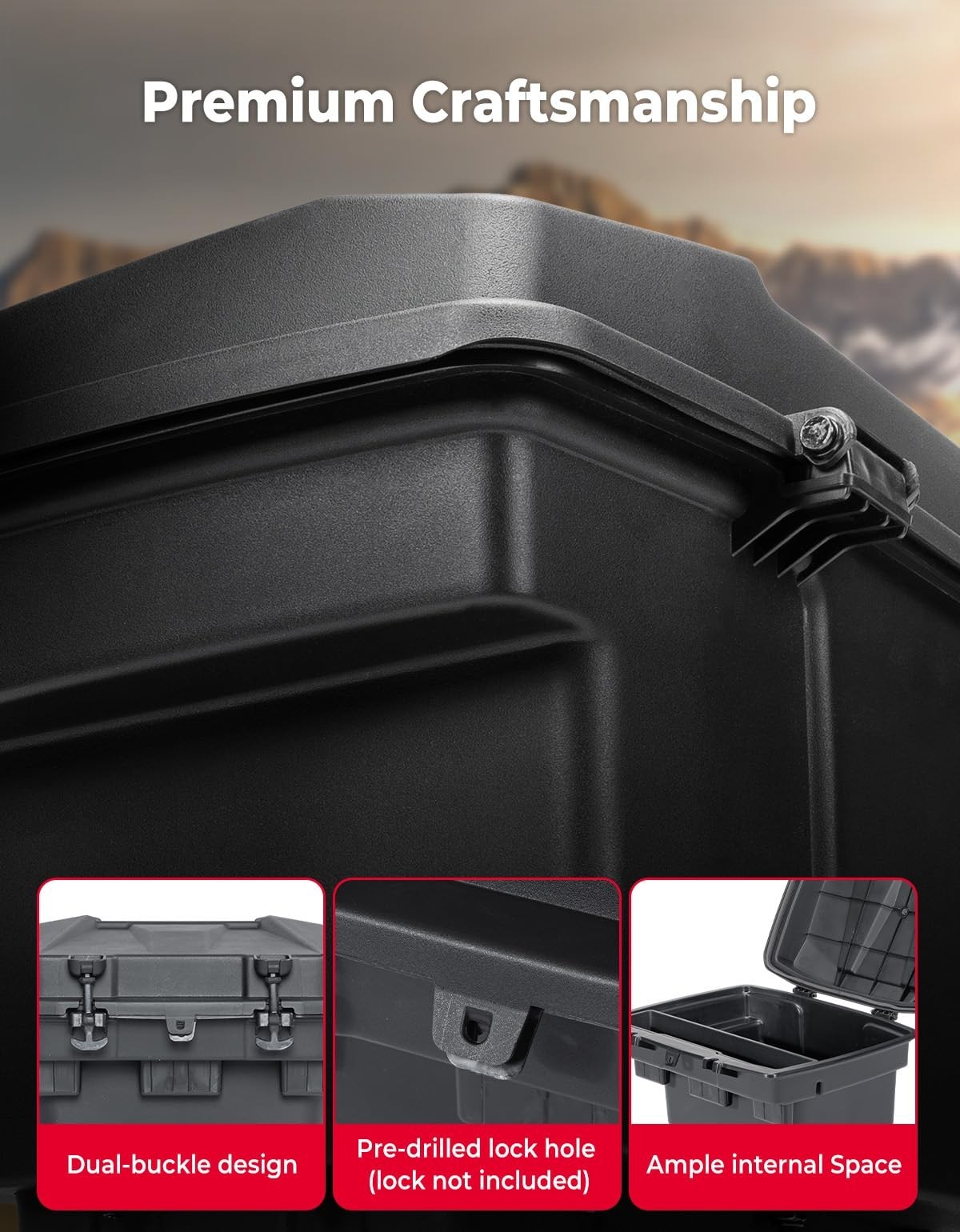 KEMIMOTO UTV Cargo Bed Storage Box for Polaris Ranger 1500 XD 2024-2026 5.8GAL