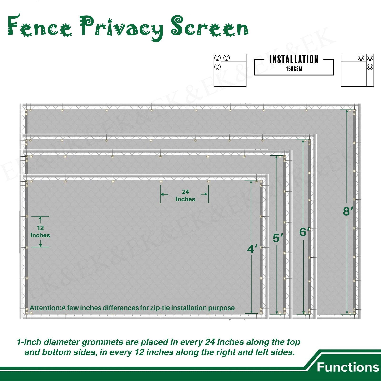 Beige 4' 5' 6' 8' Privacy Fence Screen Windscreen Mesh HDPE Shade Cover Garden