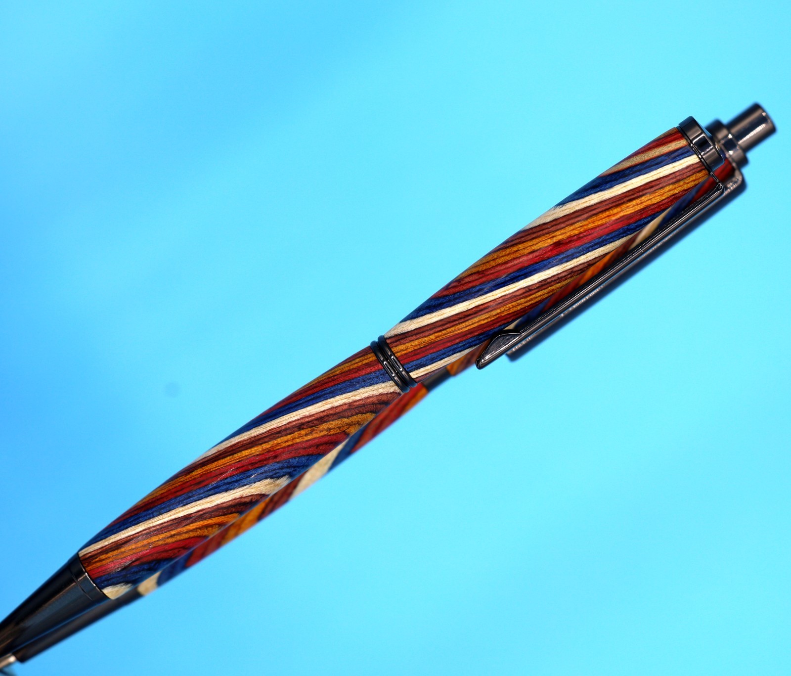 Handcrafted Slimline Pen & Pencil Set in Gun Metal, Color Grain Wood & Zip Case