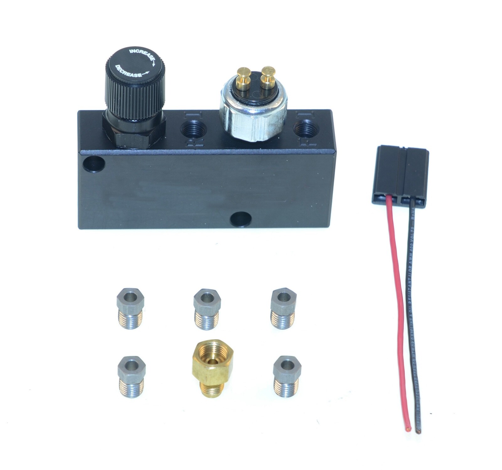 Ford Master w/ Black Adjustable Prop Valve - Block Kit, 3/8-24 & 1/2-20 ports