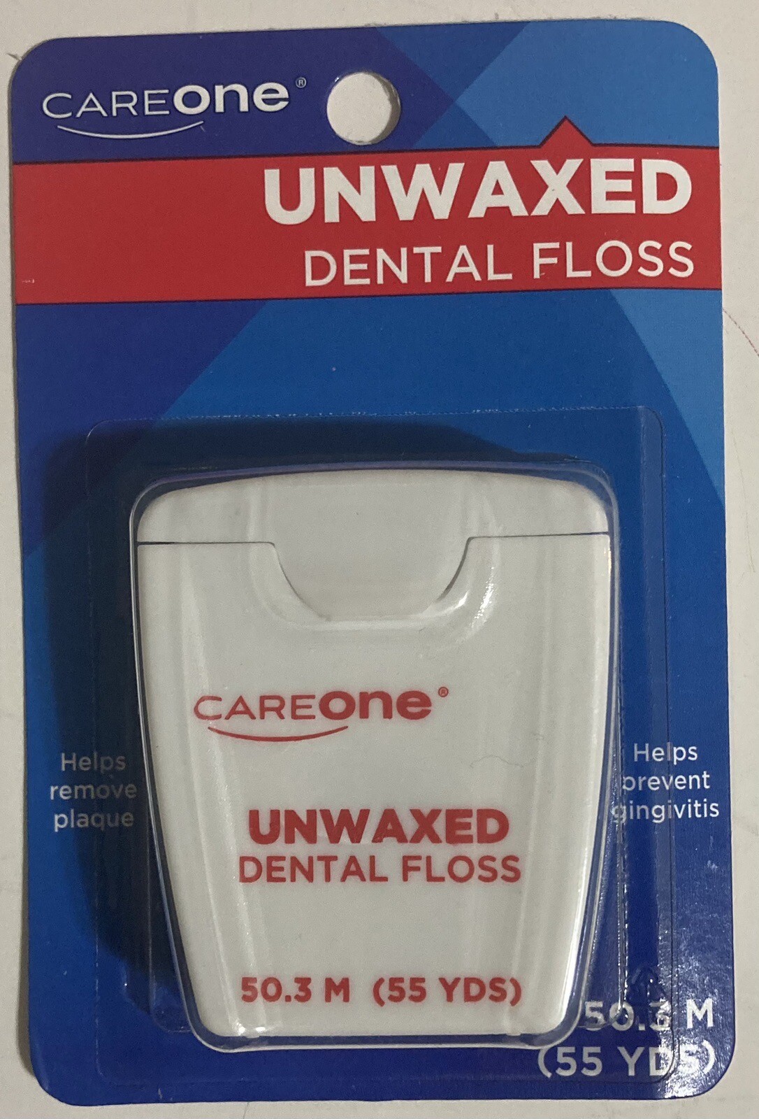 CareOne Unwaxed Dental Floss Unflavored 55yd Each Lot of 4