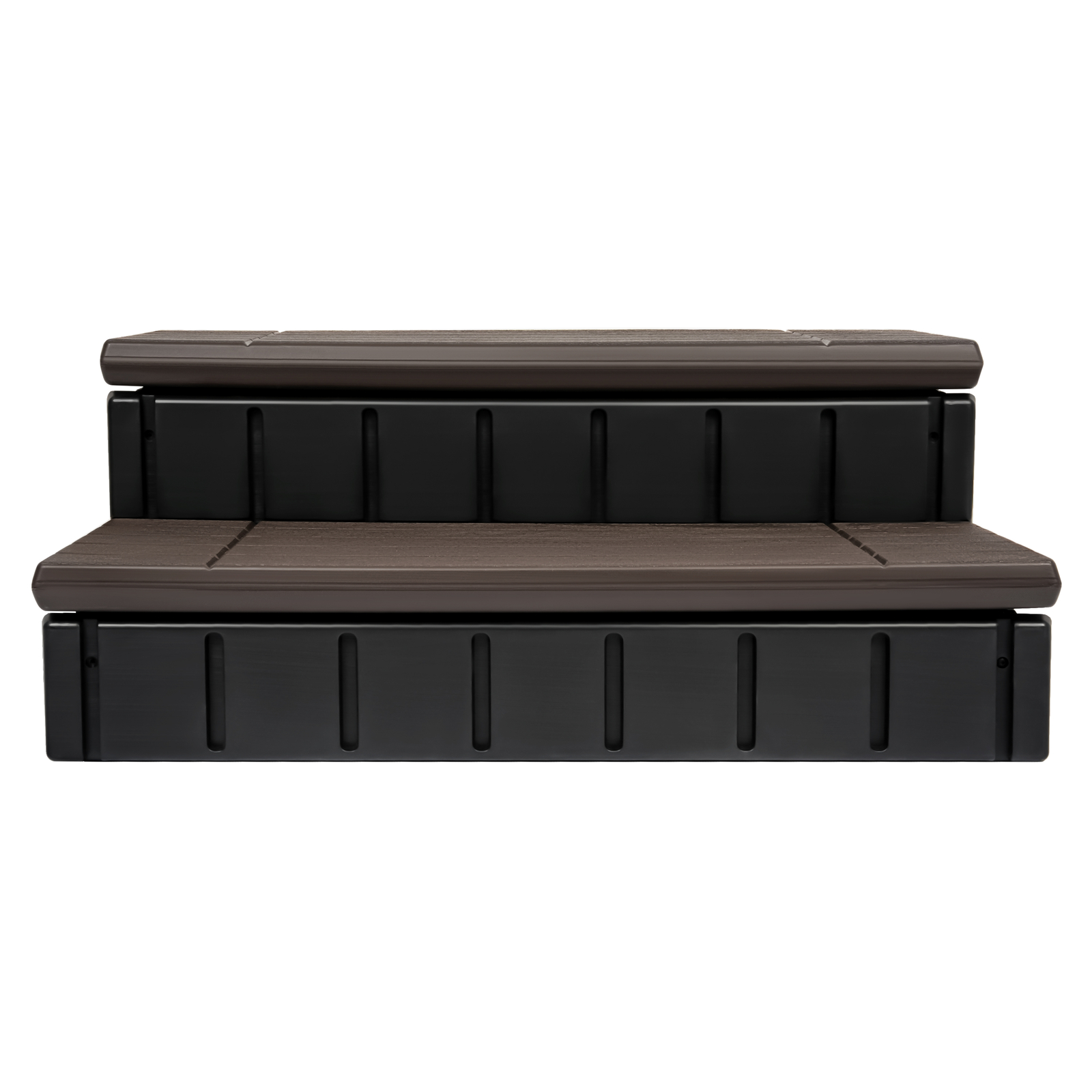 Brown+Black Universal 2 Slip-Resistant Spa & Hot Tub Step Outdoor with Storage