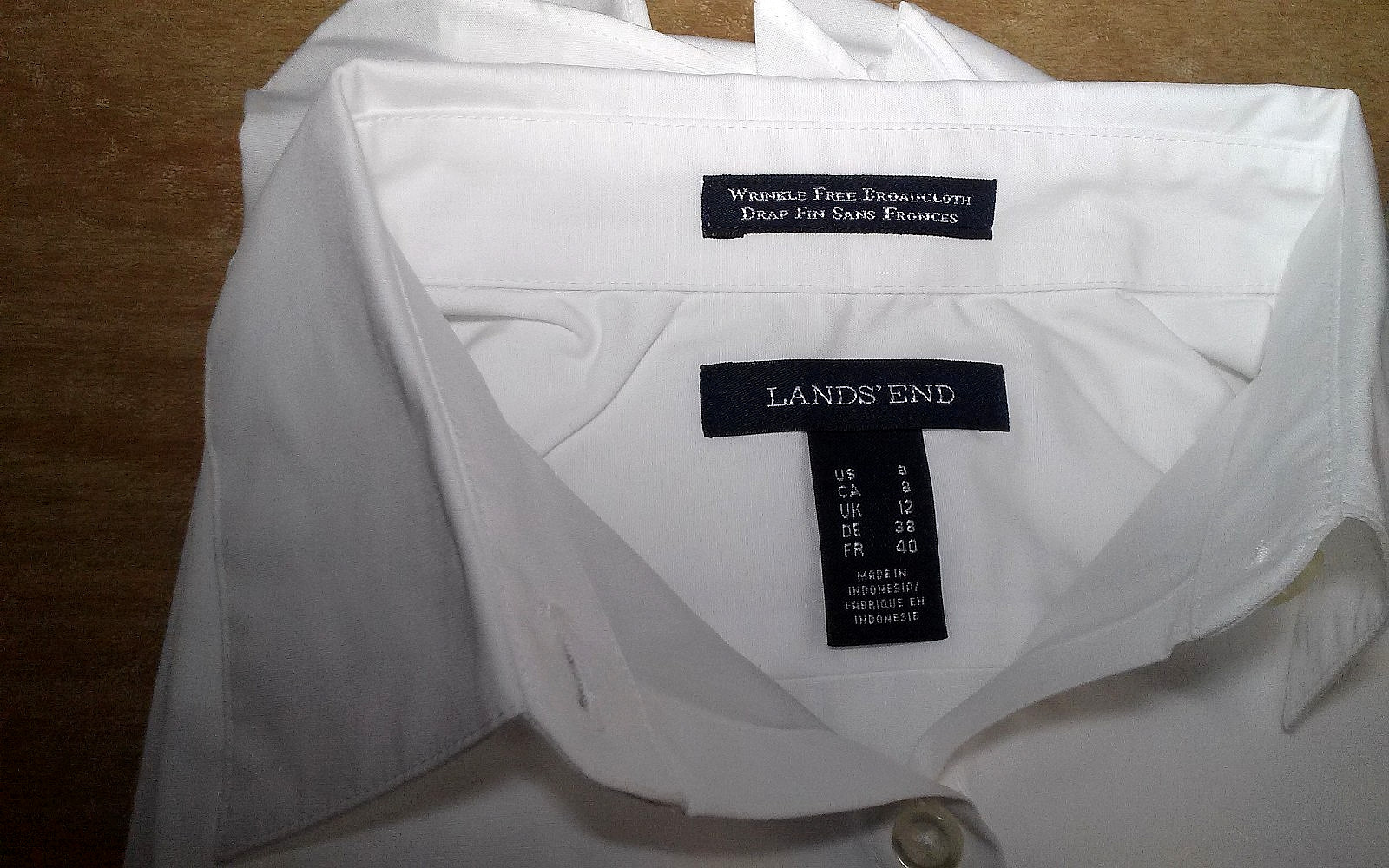 3 X Lands' End Wrinkle Free Broadcloth Womens White Shirt Catering Waitress Sz 8