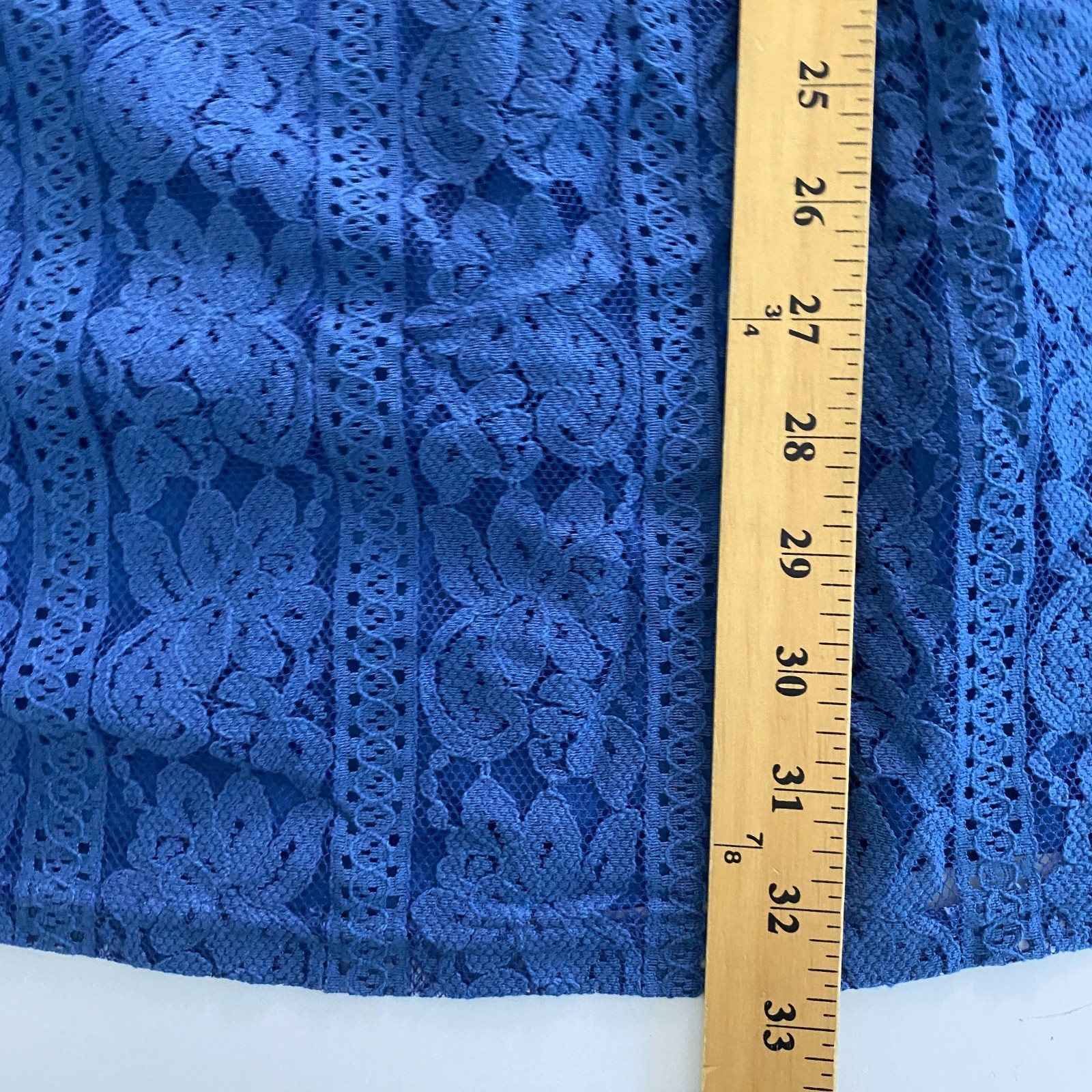 Catherines Stretch Lace Peasant Blouse Size 5X Blue 3/4 Sleeves Lined