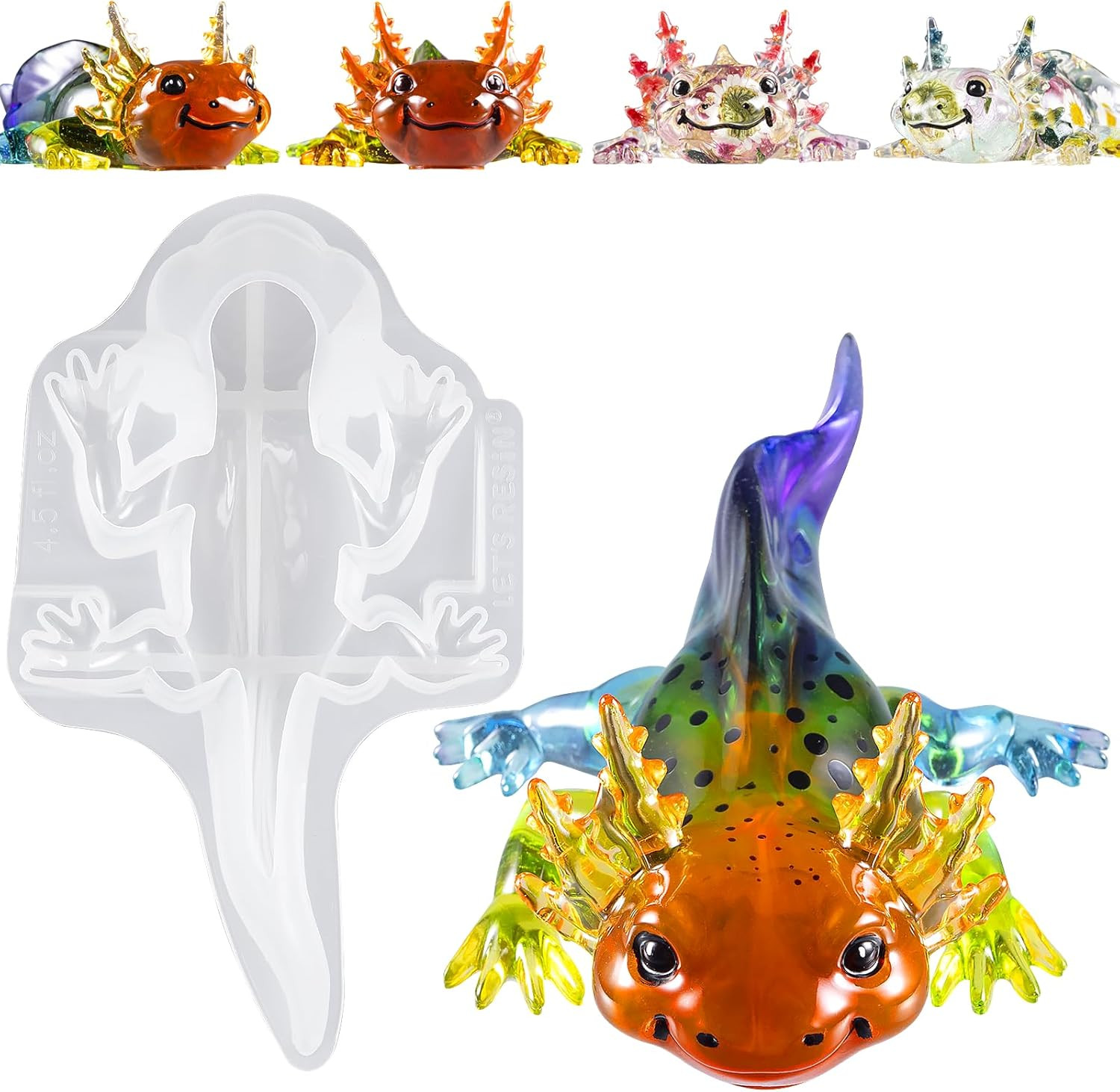 Large Axolotl Resin Molds Silicone, 3D Detailed Animal Silicone Molds, Flexible