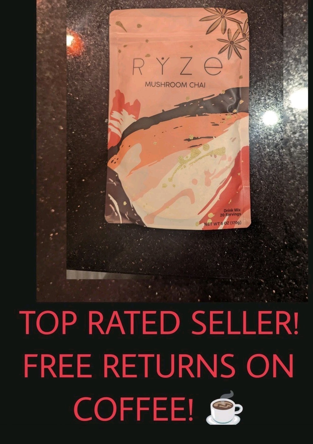 (1) RŸZE Mushroom Chai With 6 Adaptogenic Mushrooms Beverage Powder