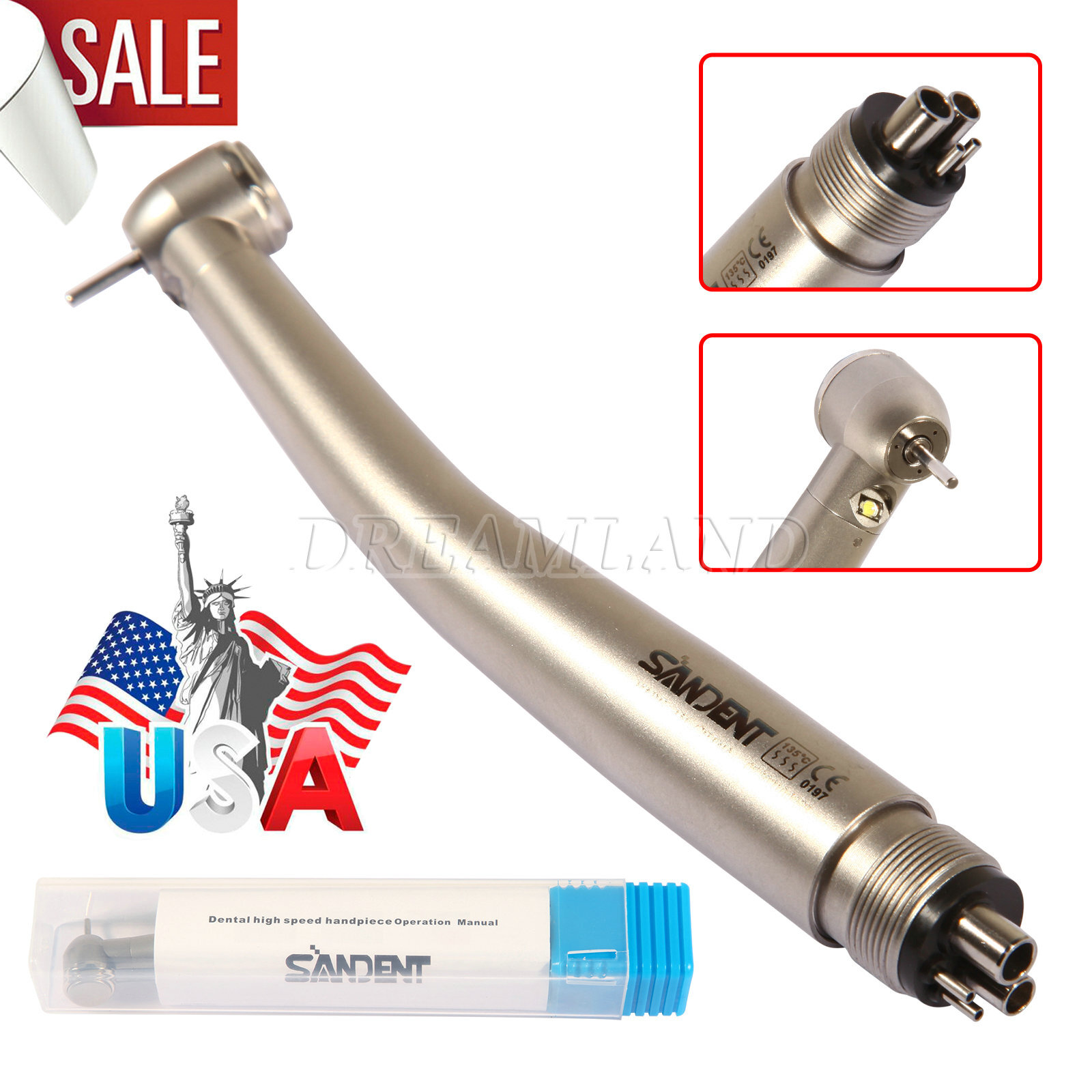 NSK Style Dental Fiber Optic LED E-generator High Speed Handpiece Turbine 4 HOLE