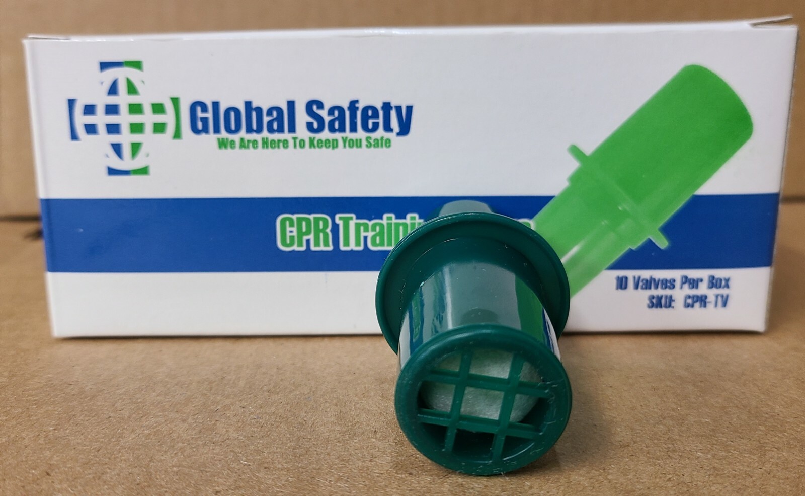 Global Safety Box of 10 CPR Training Valve. For Manikin CPR Mask. Part # CPR-TV