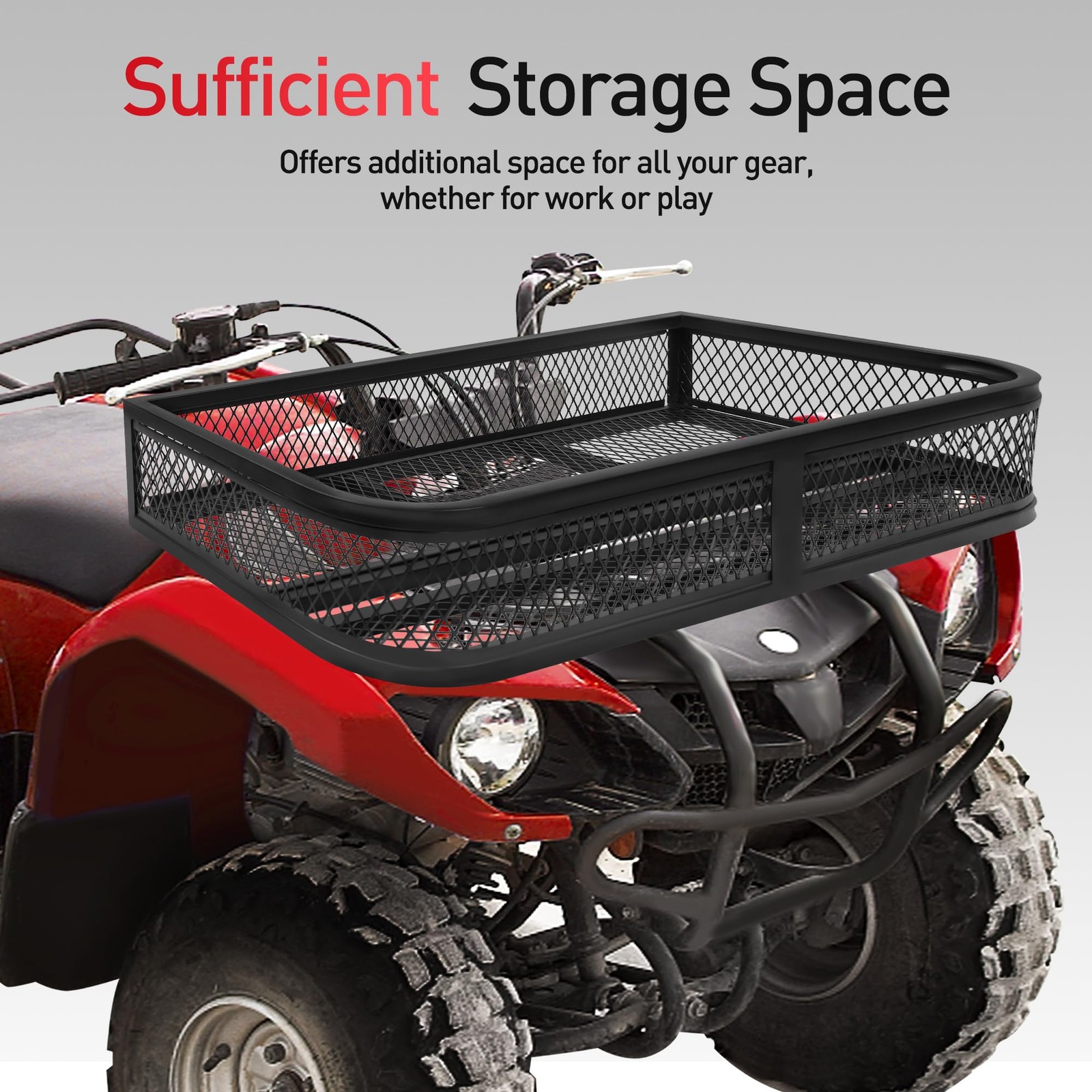 Heavy Duty Steel Front Cargo Basket Rack Universal Fit for ATV 36x17.3 Inch
