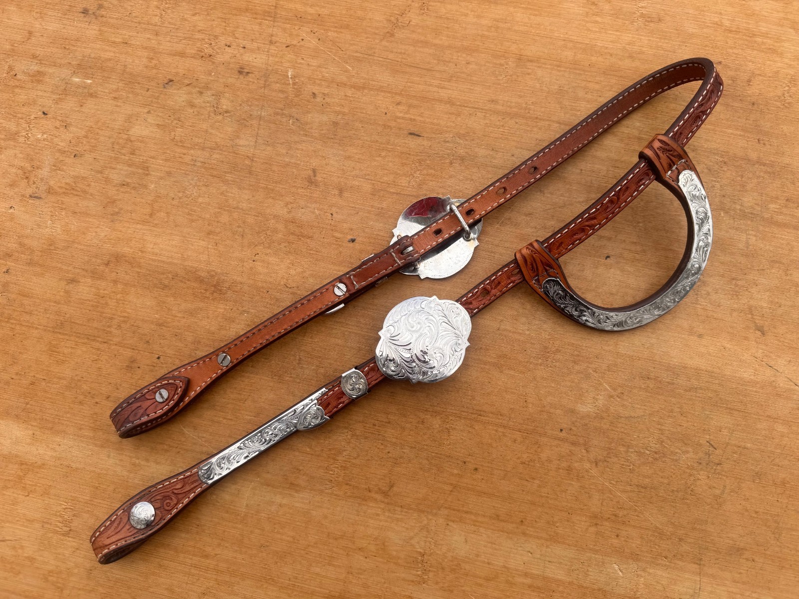 Billy Royal Tristan Silver Tooled Light Oil Western Show Horse Headstall
