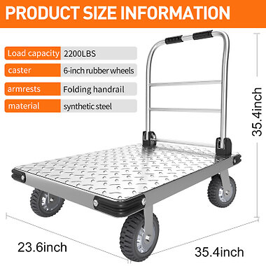 Platform Truck Cart Heavy Duty Push Cart Dolly 2000 LBS Capacity
