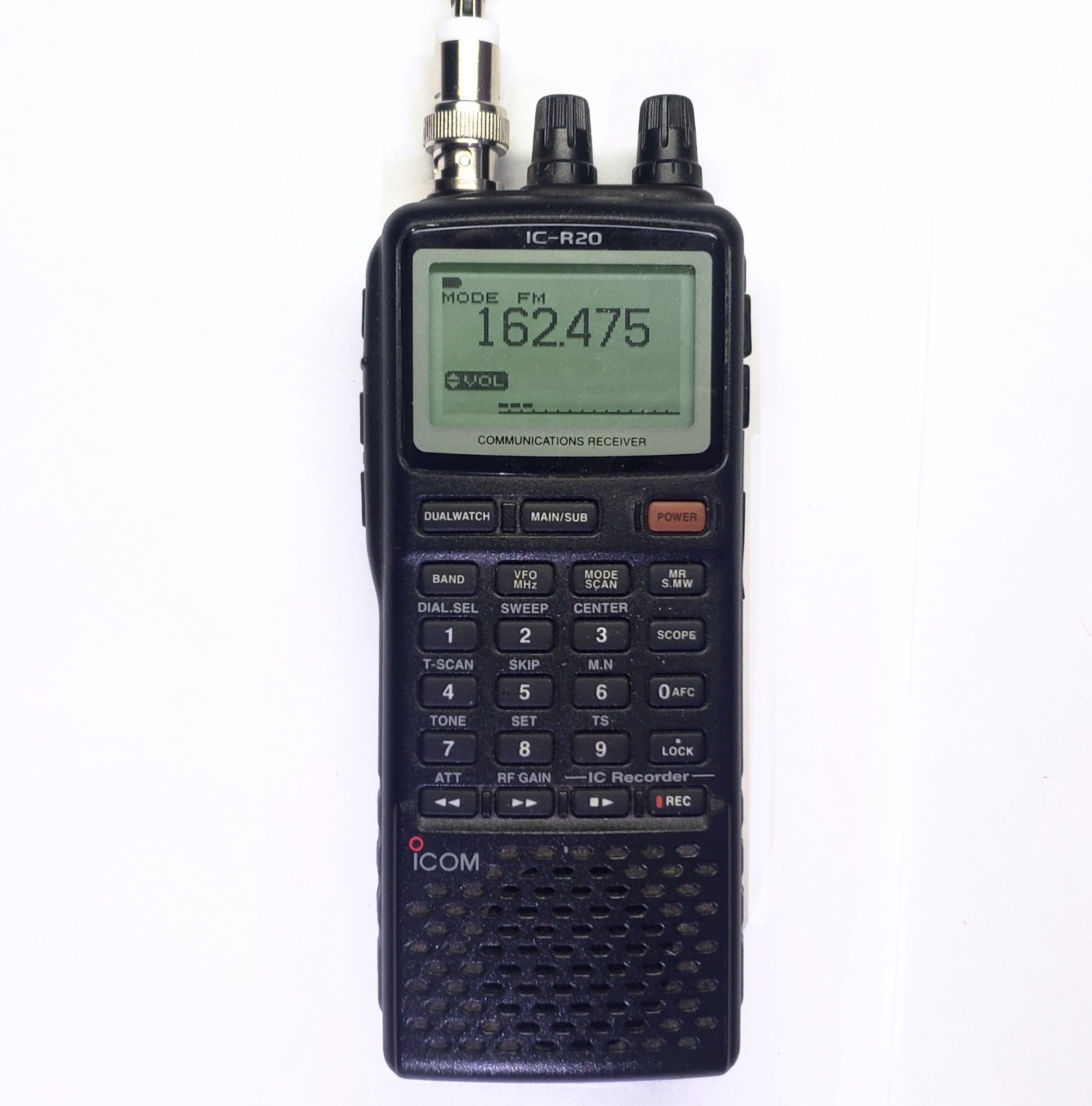 Icom IC-R20 Communications Receiver with Antenna and Battery Spacer