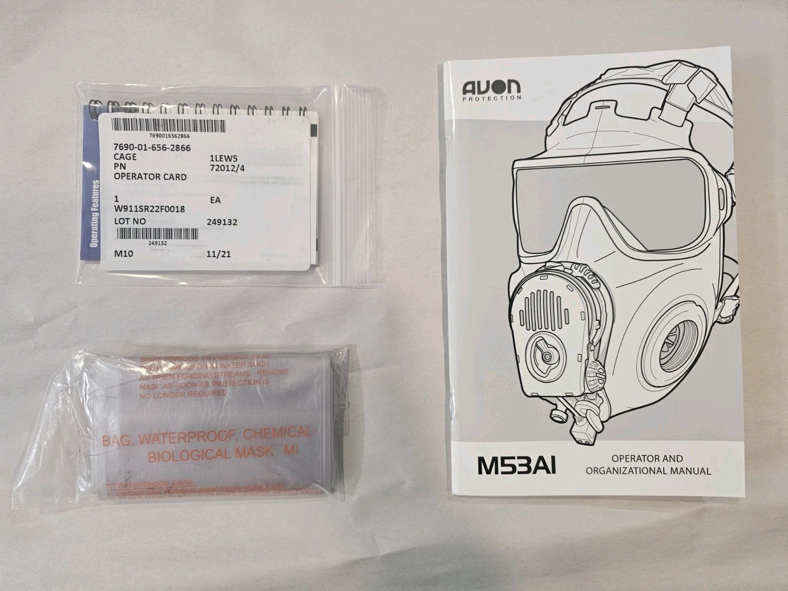 AVON FM53 Operator Card, Waterproof Bag, Operators Manual NEW