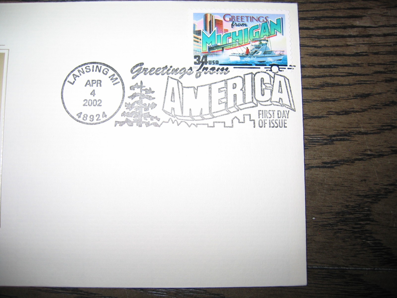 2002 MICHIGAN Greetings From America replica Gold Stamp Golden COVER