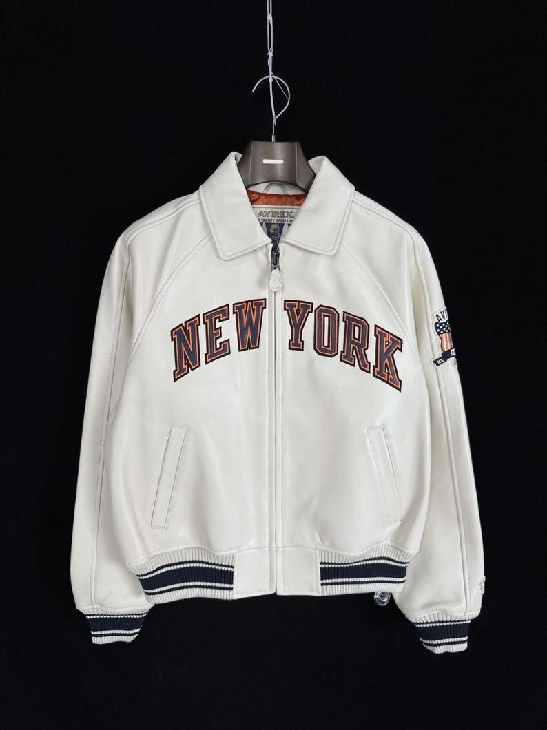 Avirex x KITH Knicks Varsity Jacket NBA New York Cream Bomber Limited Edition