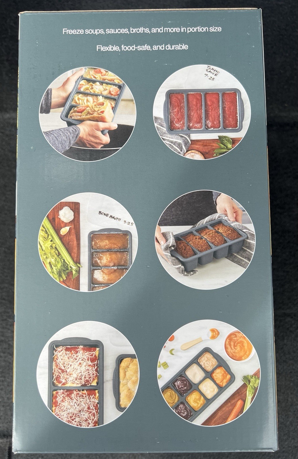 Food Grade Silicone Freezer Trays-Molds 5 Pack Gray W/Lids-Great For Food Prep