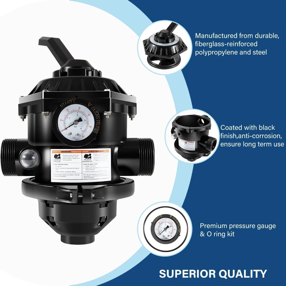 FOR 262506 1-1/2-Inch 6-Way Clamp Style Valve Replacement Pool and Spa Sand