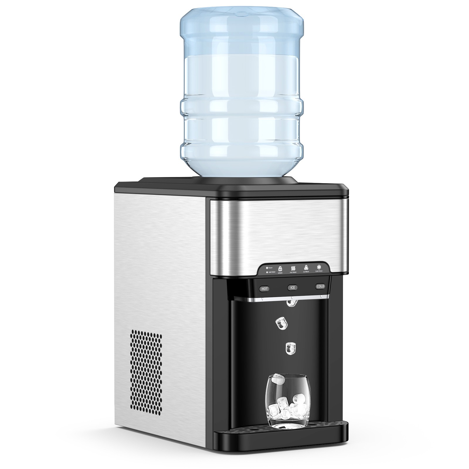 3-in-1 Water Cooler Dispenser with Built-in Ice Maker w/ 3 Temperature Settings