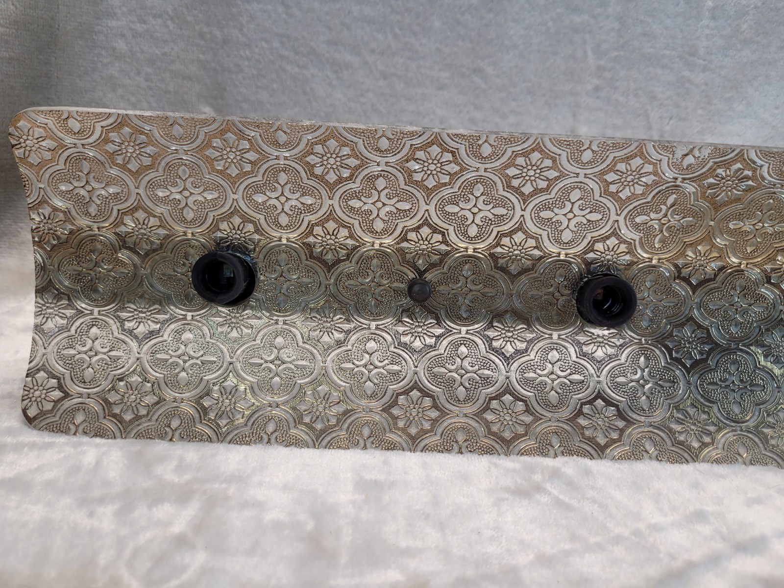 Vtg Bathroom Vanity U Bar 4-Light Fixture Glass Gold Overlay Quatrefoil Curved