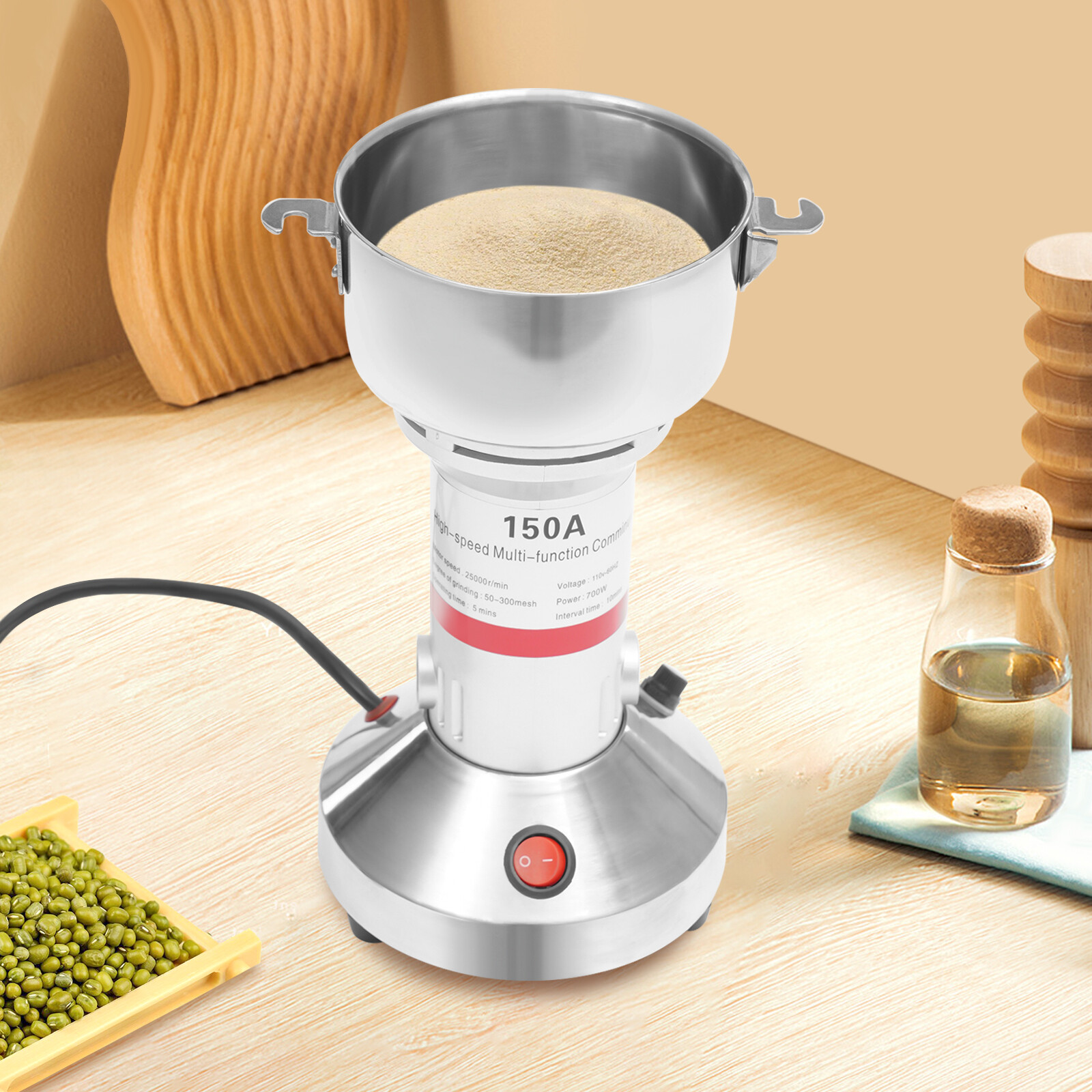 Electric Grain Mill Grinder Machine Stainless Steel Grinding Tool For Commerce