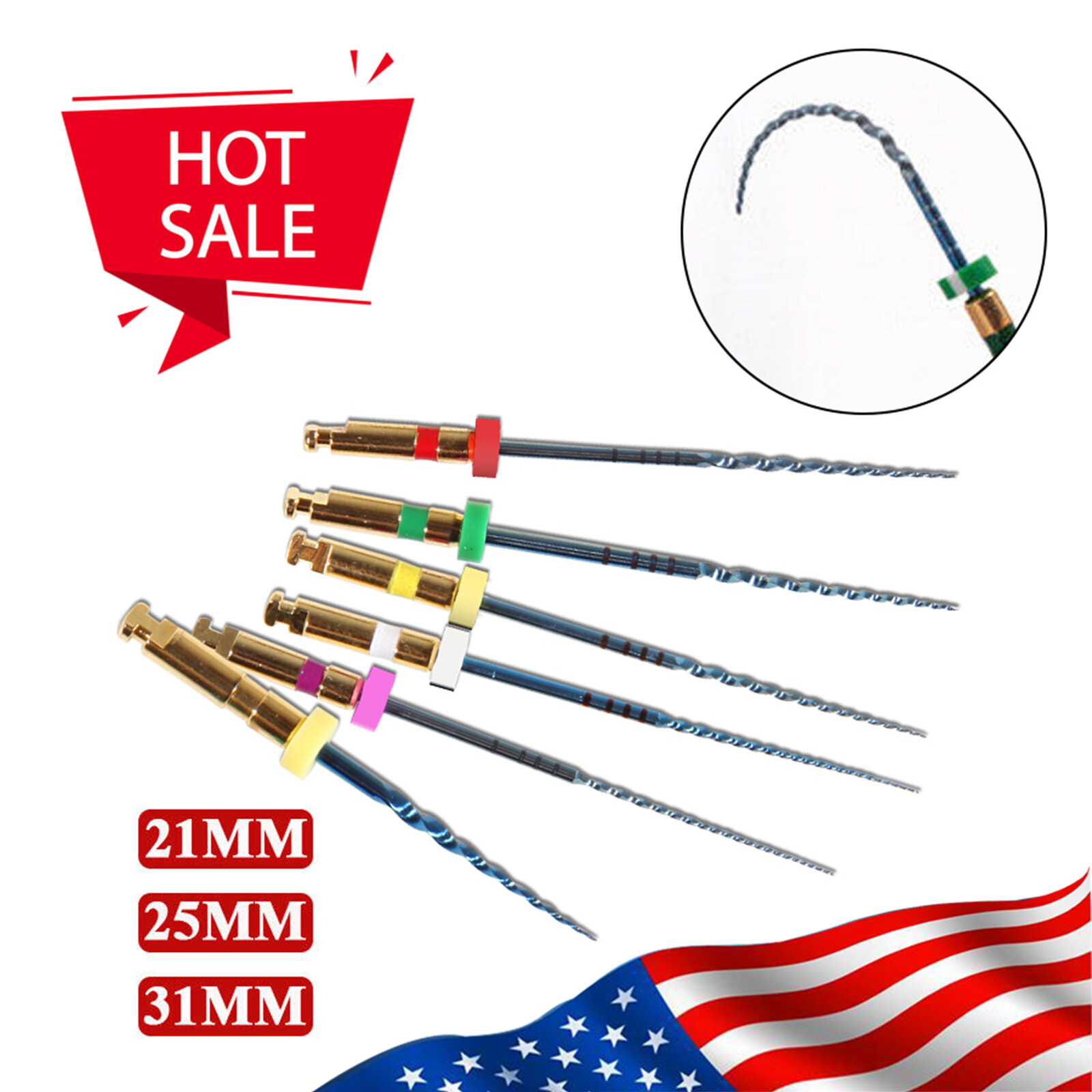 USA Dental NiTi Super Files Rotary Endodontic Endo Motor Root Canal 21/25/31MM