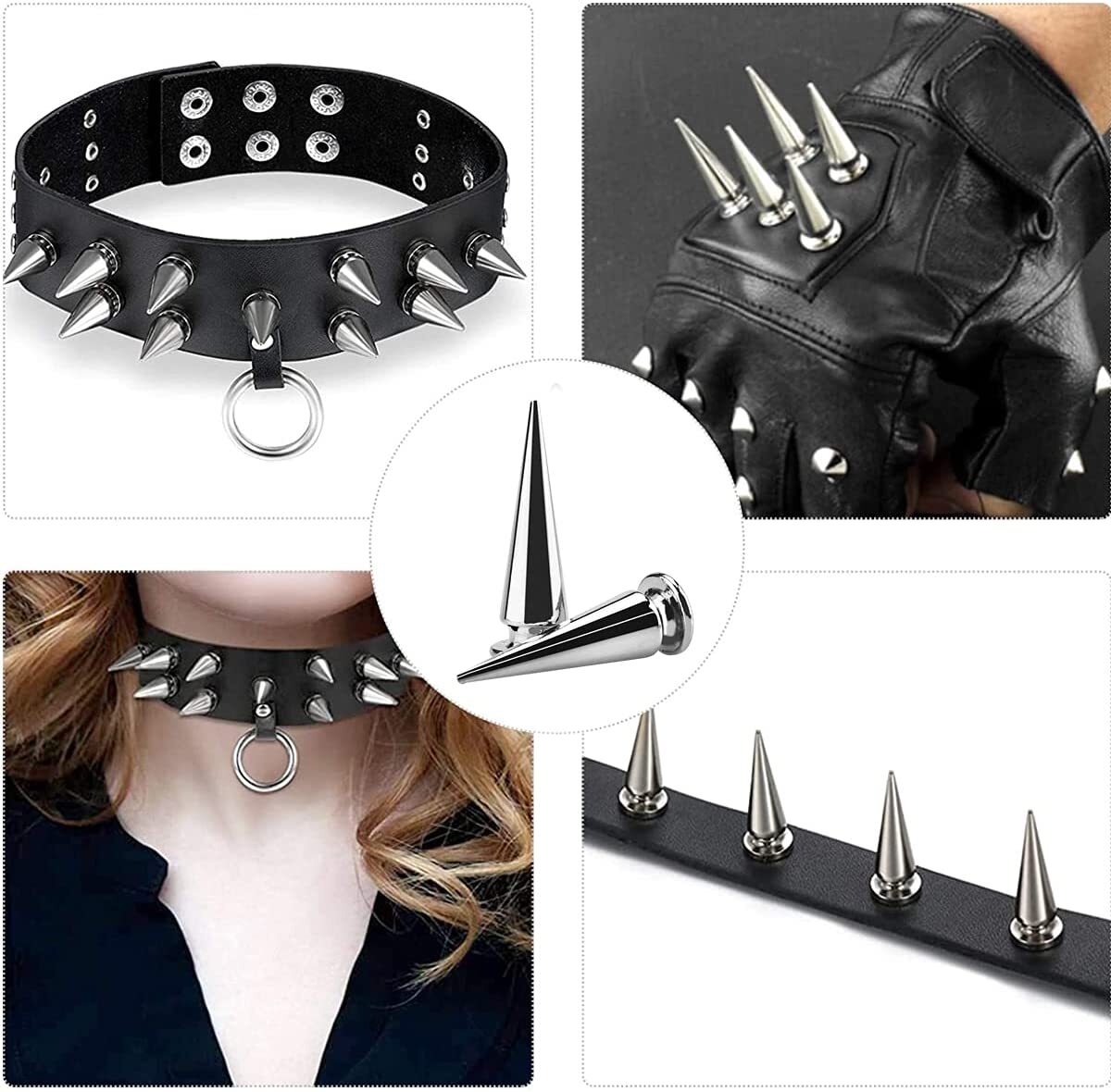 Bulks Metal Spikes Punk Cone Rivets Studs Screw for Clothing Jacket Leather A++