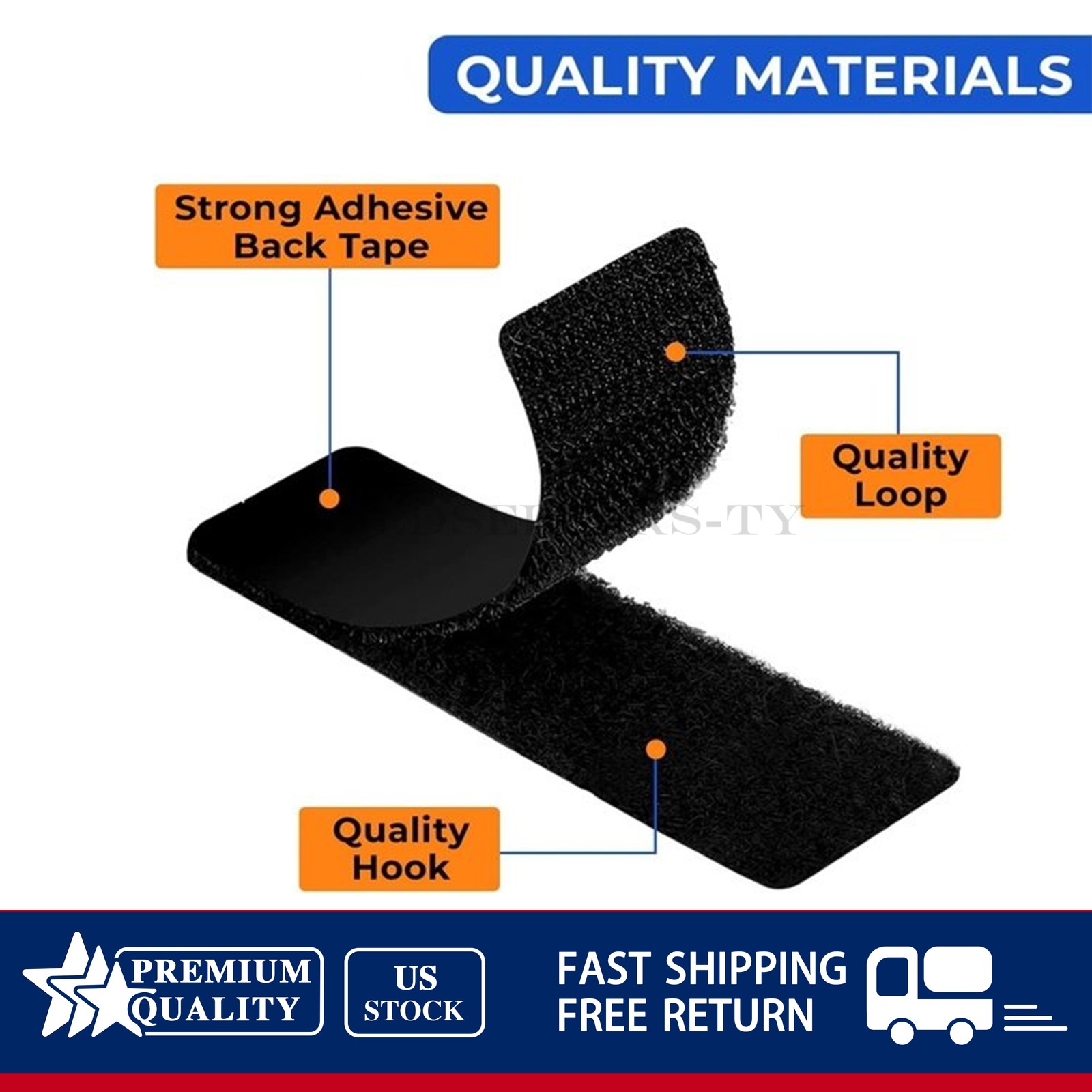 20 Sets Black Heavy Duty Hook & Loop Adhesive Strips Sticky Back Fastener 1x4”