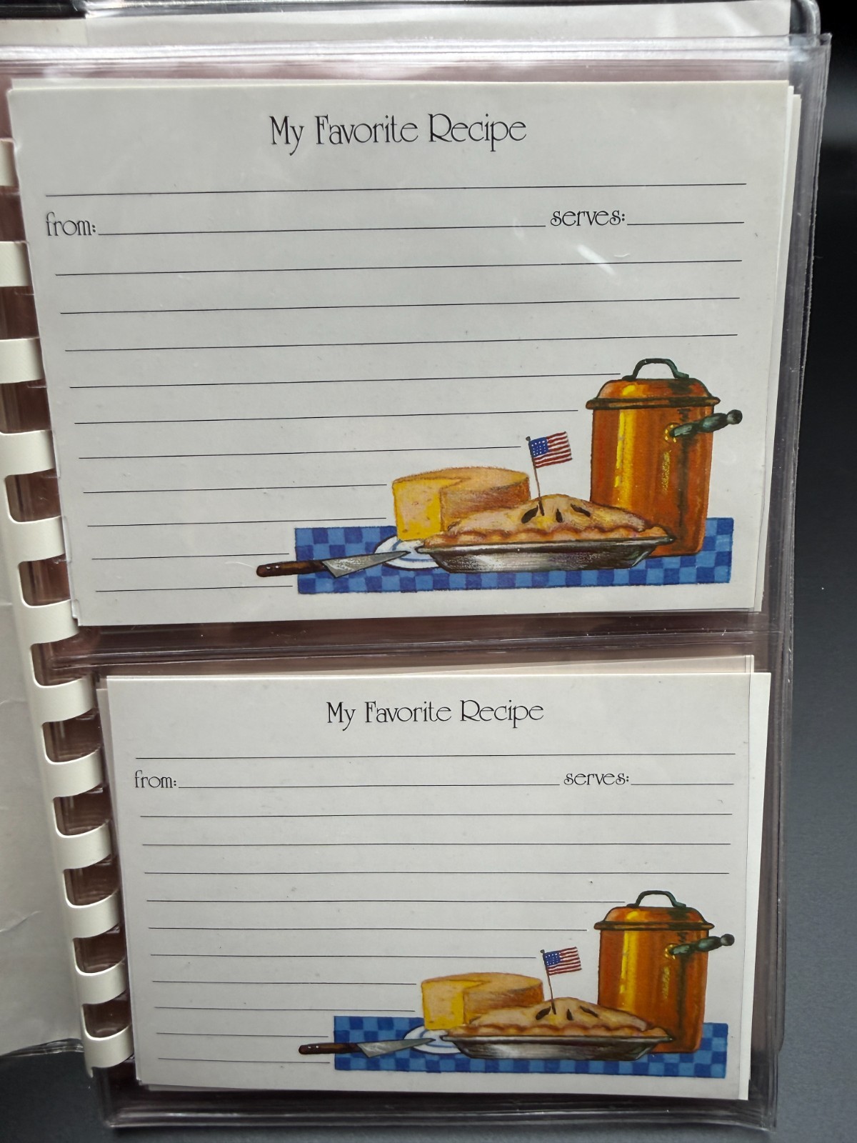 Vtg Russell Bushee Home Sweet Home Recipe Book Plastic Clear Cover w/Blank Cards