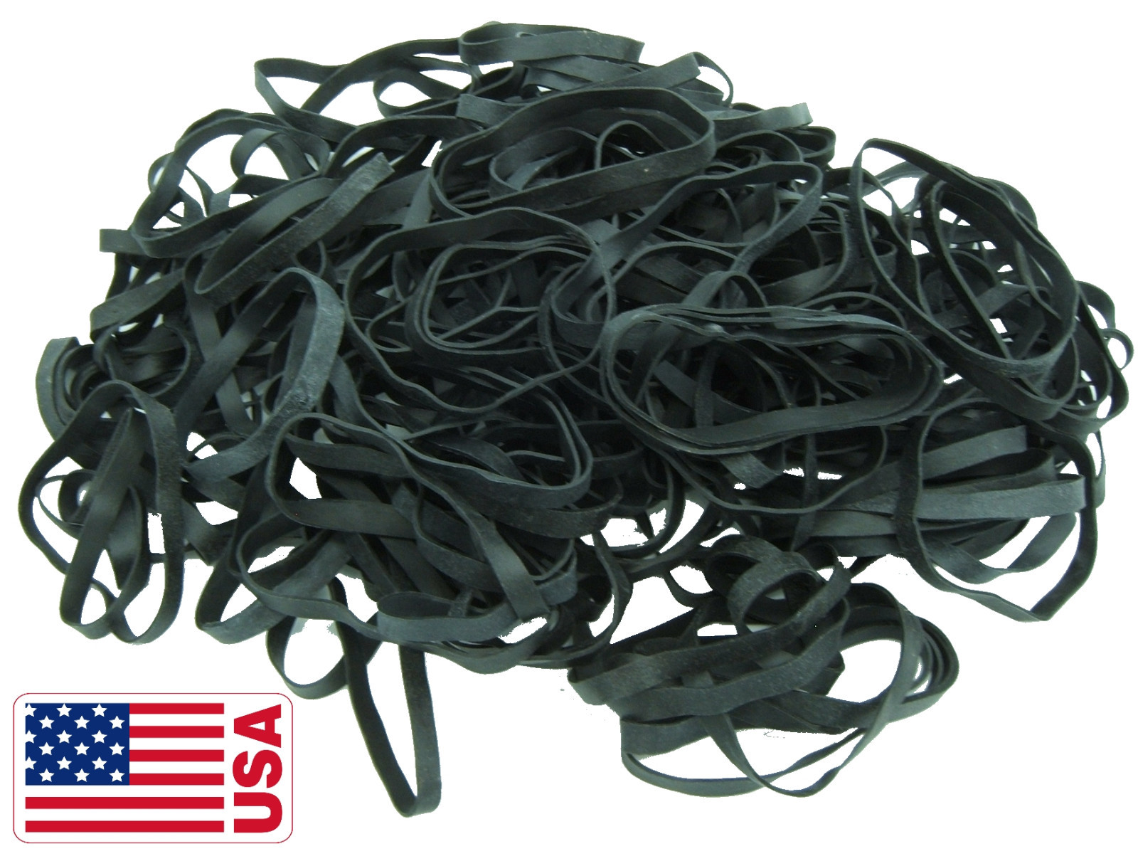 USA Bulk Black High Heat UV Rated #64 Angler Fishing Rubber Bands  3-1/2" x 1/4
