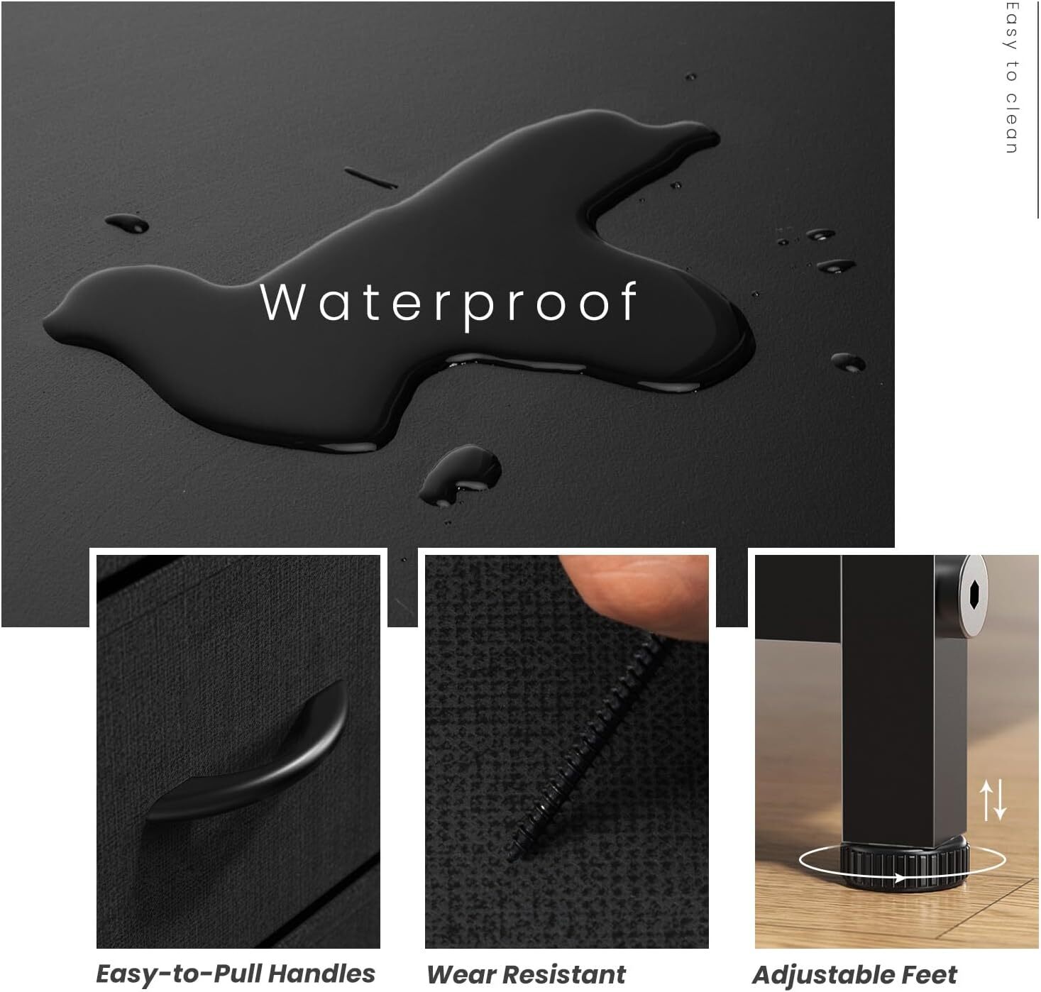 Set of 2 Nightstands with 2 Fabric Drawers End Table Bedside Table for Bedroom